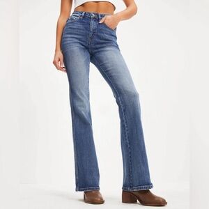 Vici NWT Retro High Rise Bell Bottom Dark Blue Flare Jeans